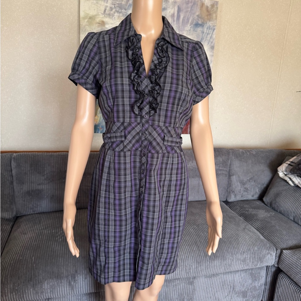 Dynamite Purple Checkered Mini Dress - Picture 1 of 13